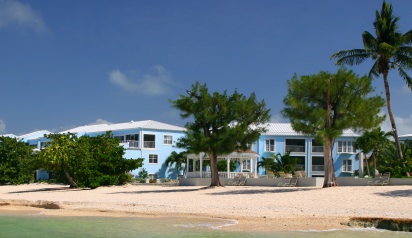 View of Grandview exterior looking up from the beach